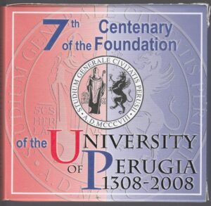 2008 Italia 10 euro 700° della fondazione dell'Università di Perugia