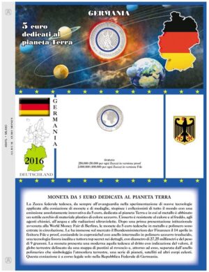 2016 Germania € 5 polimero Terra Pianeta blu Aggiornamento Abafil Singola Zecca