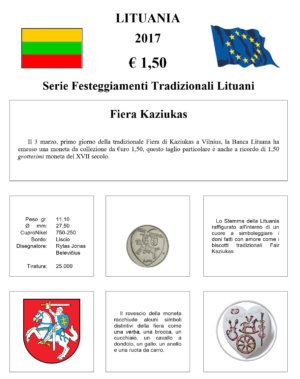 2017 Lituania € 1.50 Fiera di KAZIUKAS Aggiornamento Monetando