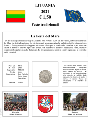 2021 Lituania € 1.50 FESTA DEL MARE Aggiornamento Monetando