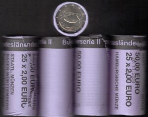 2025 Germania € 2 Saarland Rotolino 5 zecche